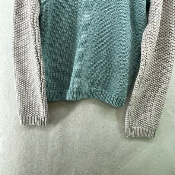 Roolee Sweater Womens Sz 3XL Cream Teal Green Colorblock Crew Neck Knit Pullover - Picture 9 of 12